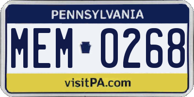 PA license plate MEM0268