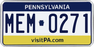PA license plate MEM0271