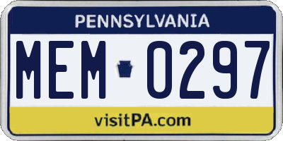 PA license plate MEM0297