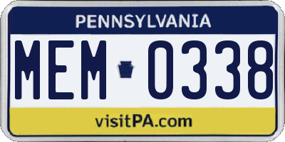 PA license plate MEM0338
