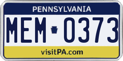 PA license plate MEM0373
