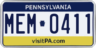 PA license plate MEM0411