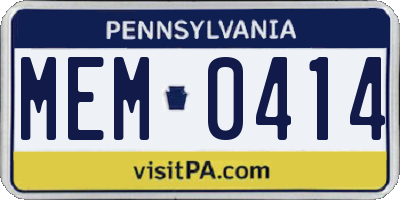 PA license plate MEM0414