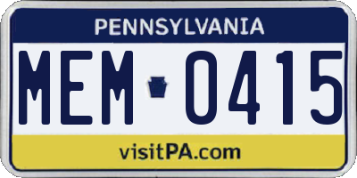 PA license plate MEM0415