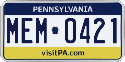 PA license plate MEM0421