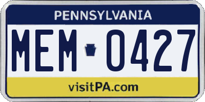 PA license plate MEM0427