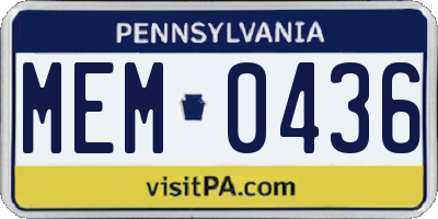 PA license plate MEM0436