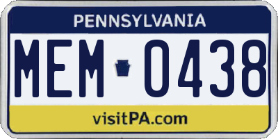 PA license plate MEM0438