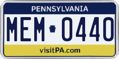 PA license plate MEM0440
