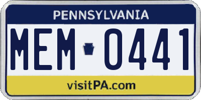 PA license plate MEM0441