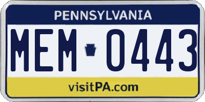 PA license plate MEM0443