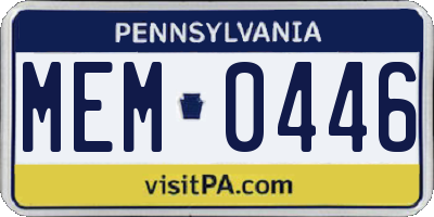 PA license plate MEM0446