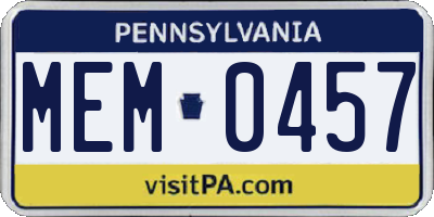 PA license plate MEM0457