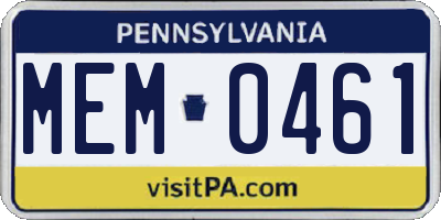 PA license plate MEM0461