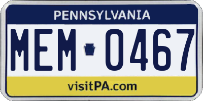 PA license plate MEM0467