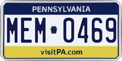 PA license plate MEM0469