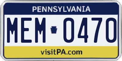 PA license plate MEM0470