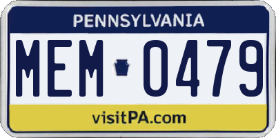 PA license plate MEM0479