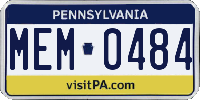 PA license plate MEM0484