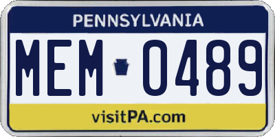 PA license plate MEM0489