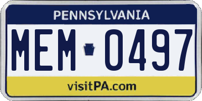 PA license plate MEM0497