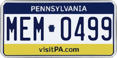 PA license plate MEM0499