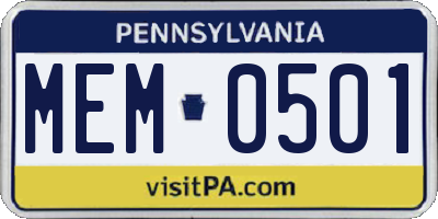 PA license plate MEM0501
