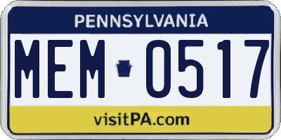 PA license plate MEM0517