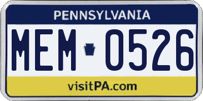 PA license plate MEM0526