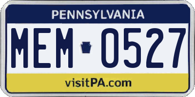 PA license plate MEM0527