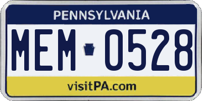 PA license plate MEM0528