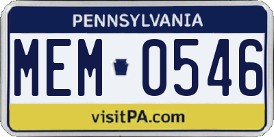 PA license plate MEM0546