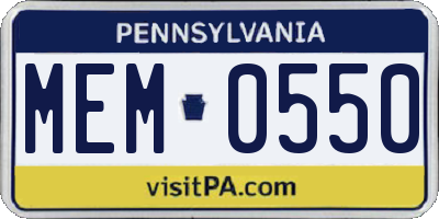 PA license plate MEM0550