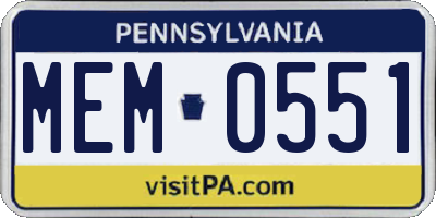 PA license plate MEM0551