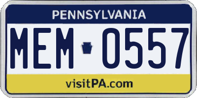 PA license plate MEM0557
