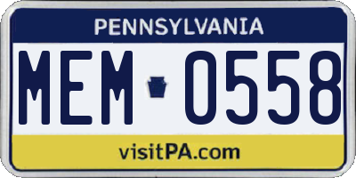 PA license plate MEM0558