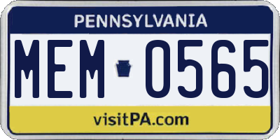 PA license plate MEM0565