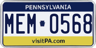 PA license plate MEM0568