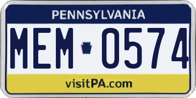 PA license plate MEM0574