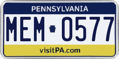 PA license plate MEM0577