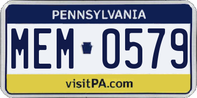 PA license plate MEM0579