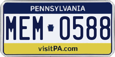 PA license plate MEM0588