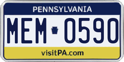PA license plate MEM0590