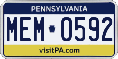 PA license plate MEM0592