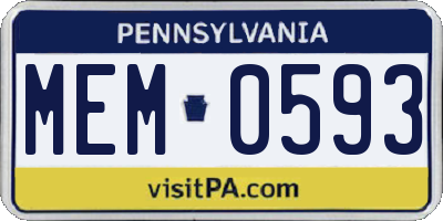 PA license plate MEM0593