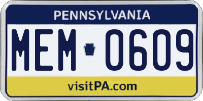 PA license plate MEM0609