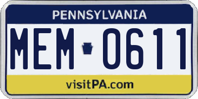 PA license plate MEM0611