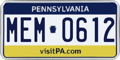 PA license plate MEM0612