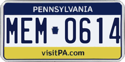 PA license plate MEM0614