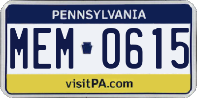 PA license plate MEM0615
